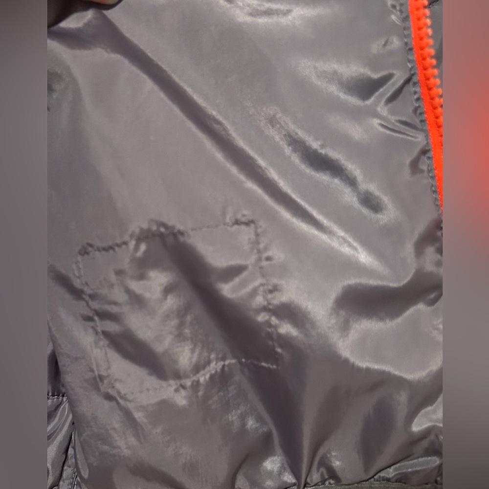 The North Face Gray Puffer Jacket with Orange Accents, Boys Size Large 14/16 - Picture 4 of 4